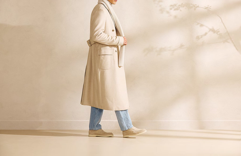 Loro Piana Ivory–Oatmeal Zelander Double Martingale Overcoat