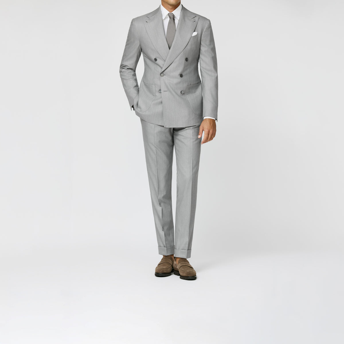 Smoke Grey Mélange S130 Wool Twill Suit