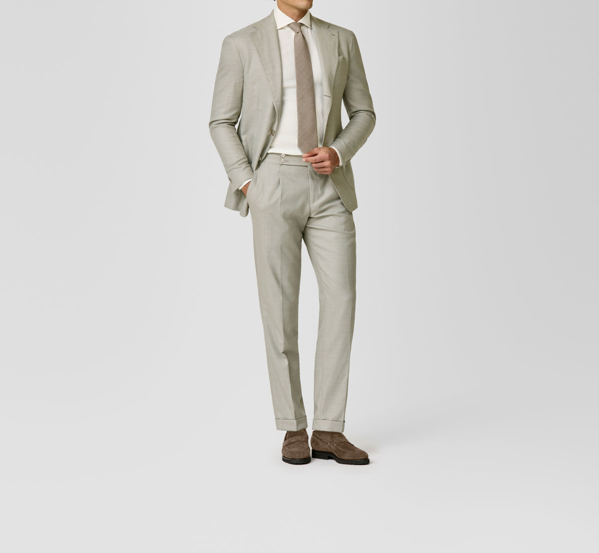 Bone Stretch Wool-Blend Twill Suit