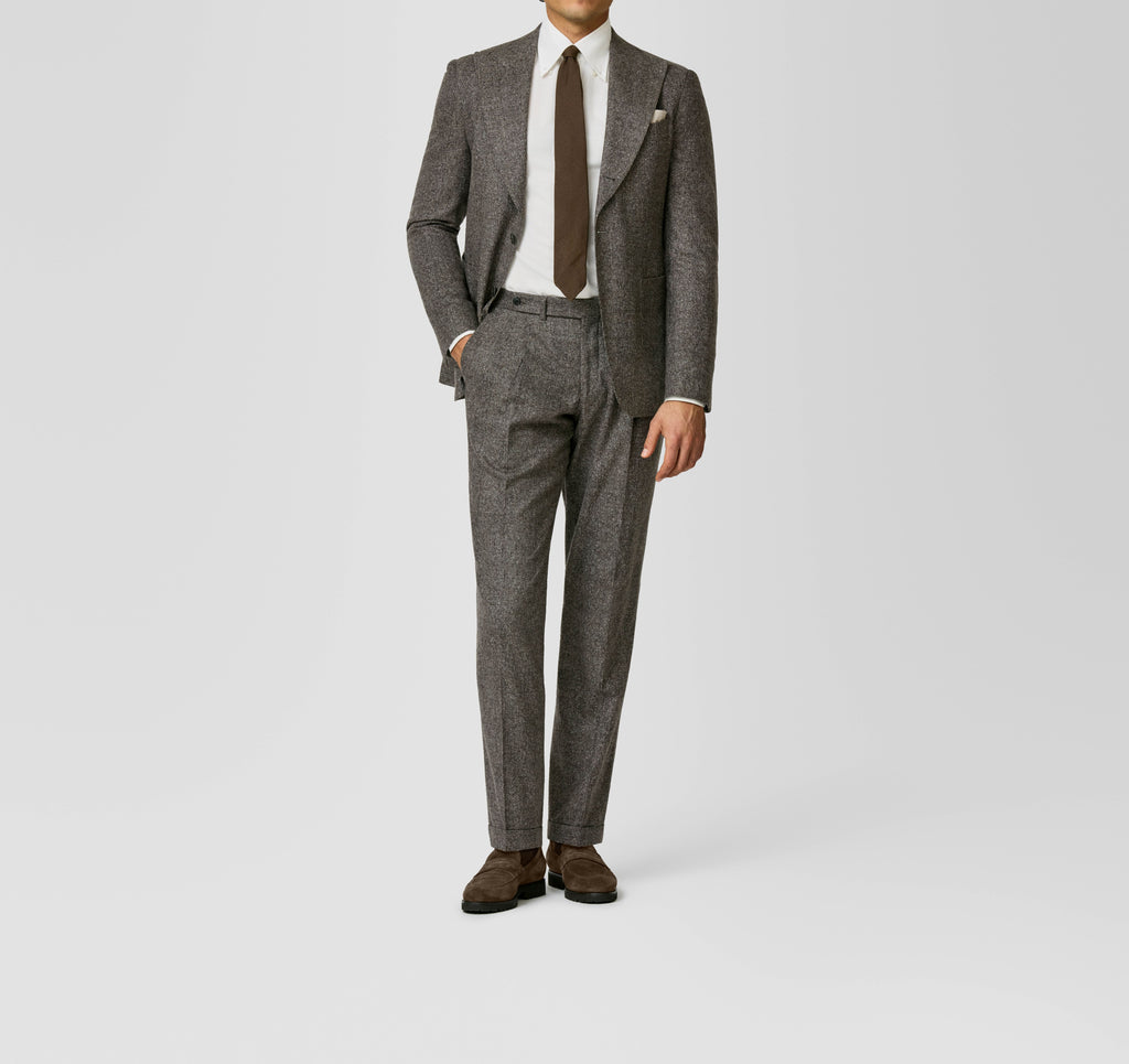 Cedar Brown Silk–Wool–Cashmere Glen Check Suit