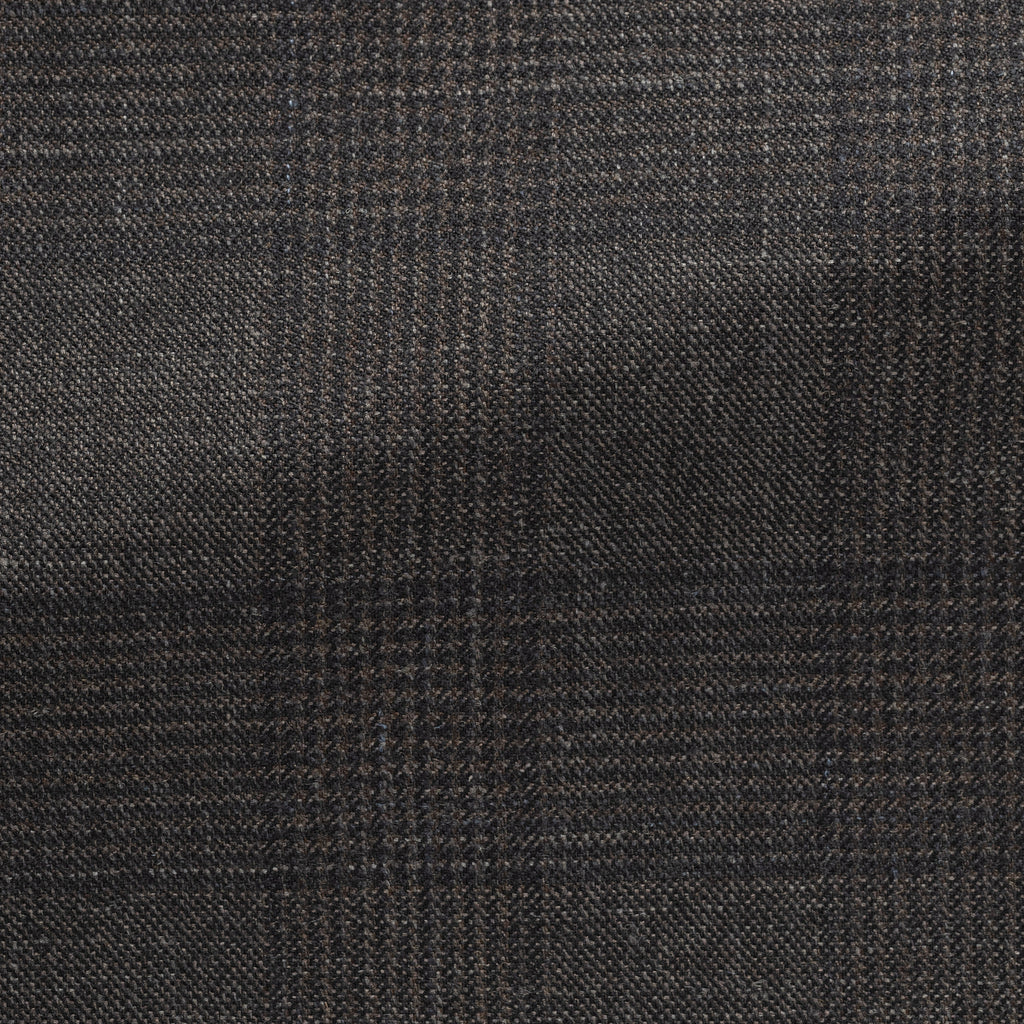 Dark Brown Wool–Silk–Linen Glen Check Suit