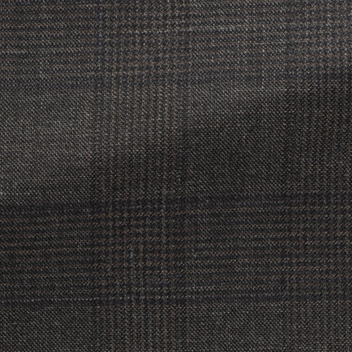 Dark Brown Wool–Silk–Linen Glen Check Suit