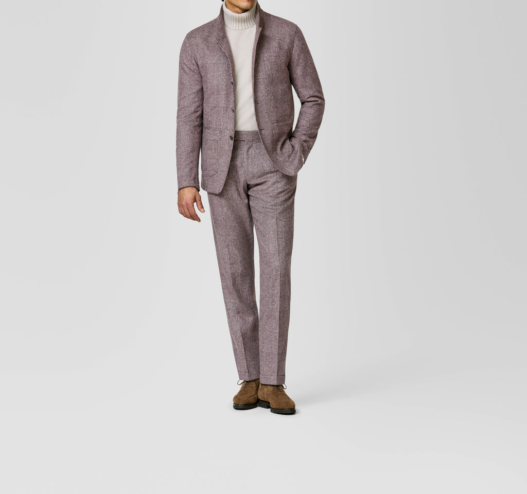 Dusty Pink–Dark Brown Silk–Wool–Cashmere Suit