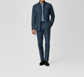 Dark Blue–Midnight Brushed Wool Glen Check Suit