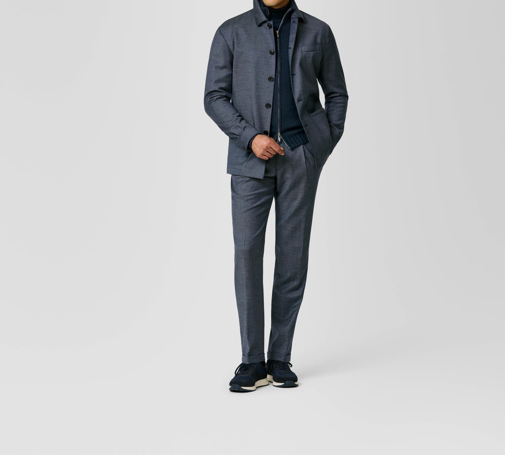 Indigo Blue Stretch Wool Twill Suit