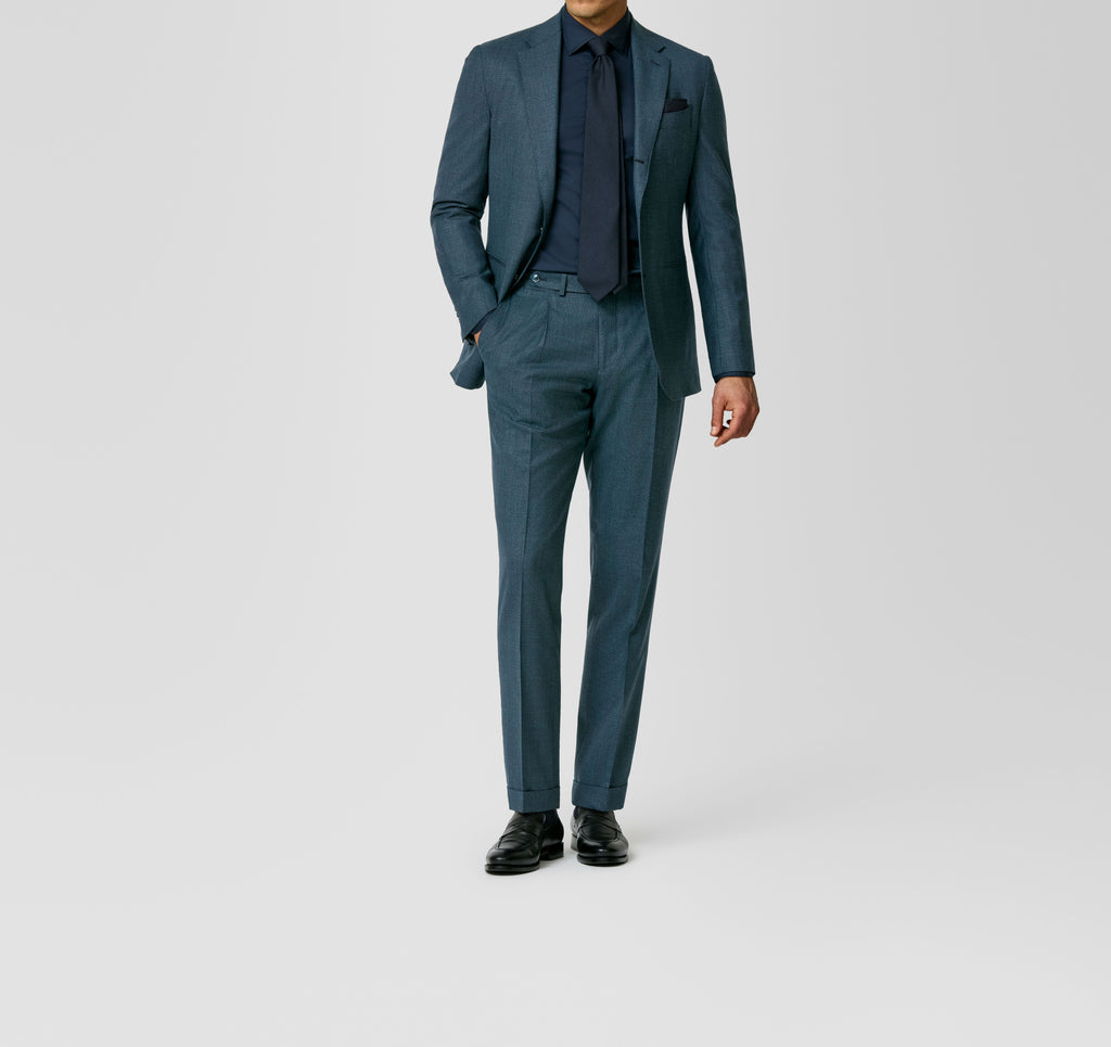 Petrol–Midnight Wool Micro-Effect Suit