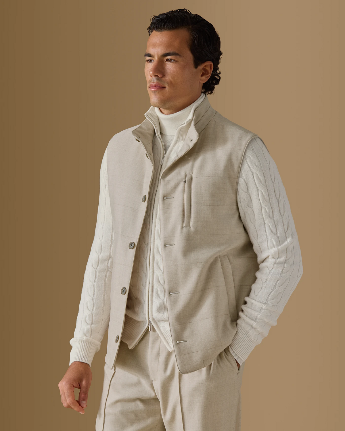 Snow White Cashmere Full-Zip Knit