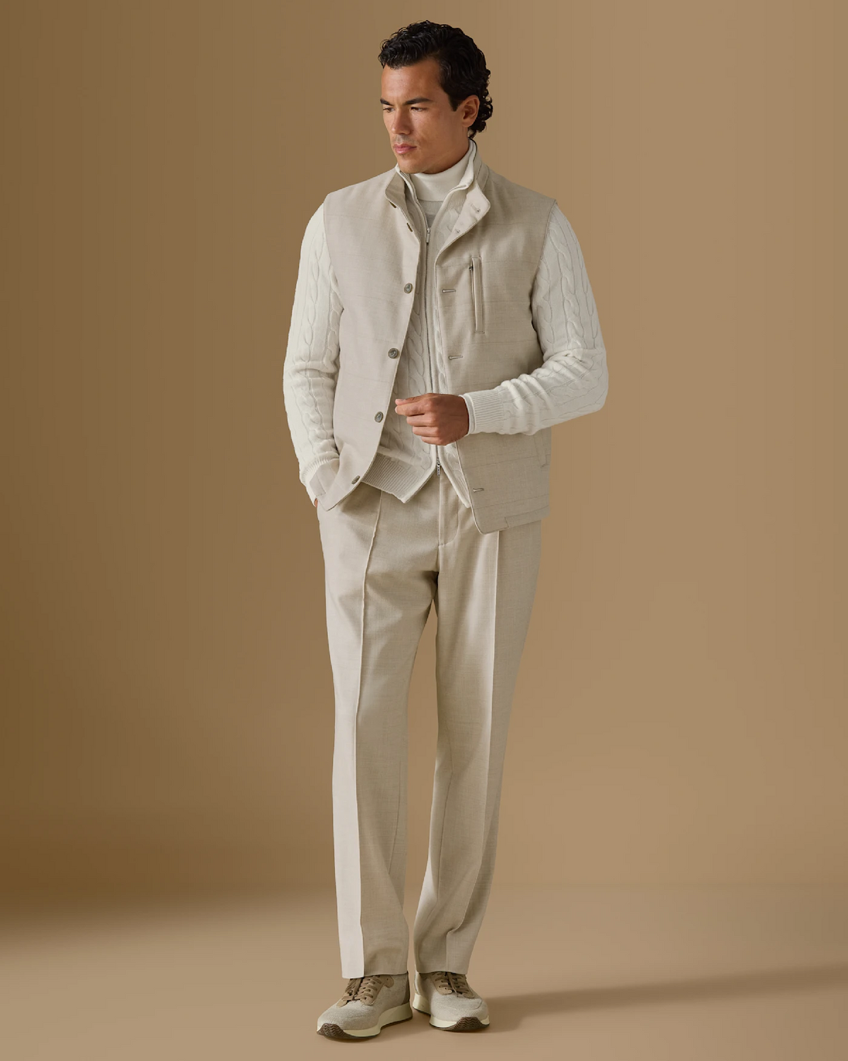 Snow White Cashmere Full-Zip Knit