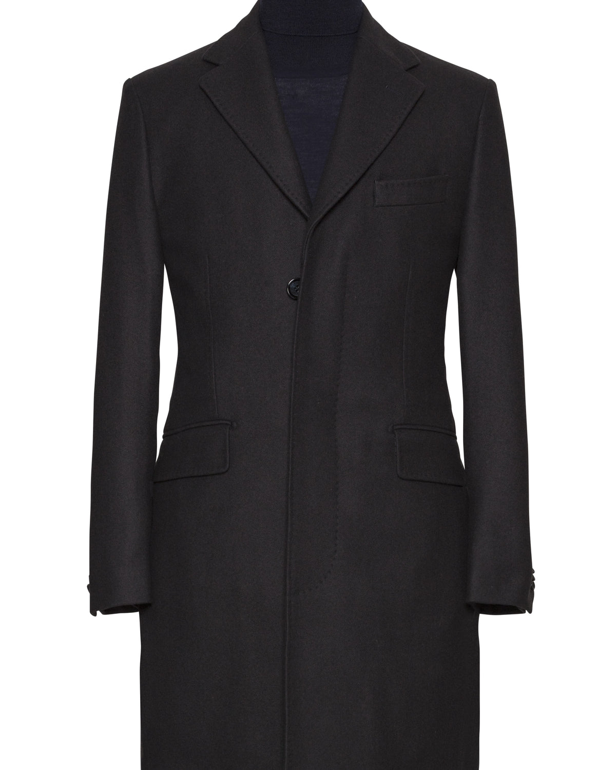 Midnight Blue Wool-Blend Overcoat