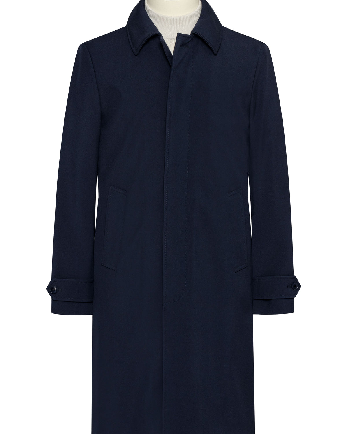 Loro Piana Dark Blue Storm System High-Tenacity Wool Overcoat