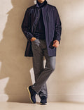 Midnight Blue Stretch Wool-Blend Coat